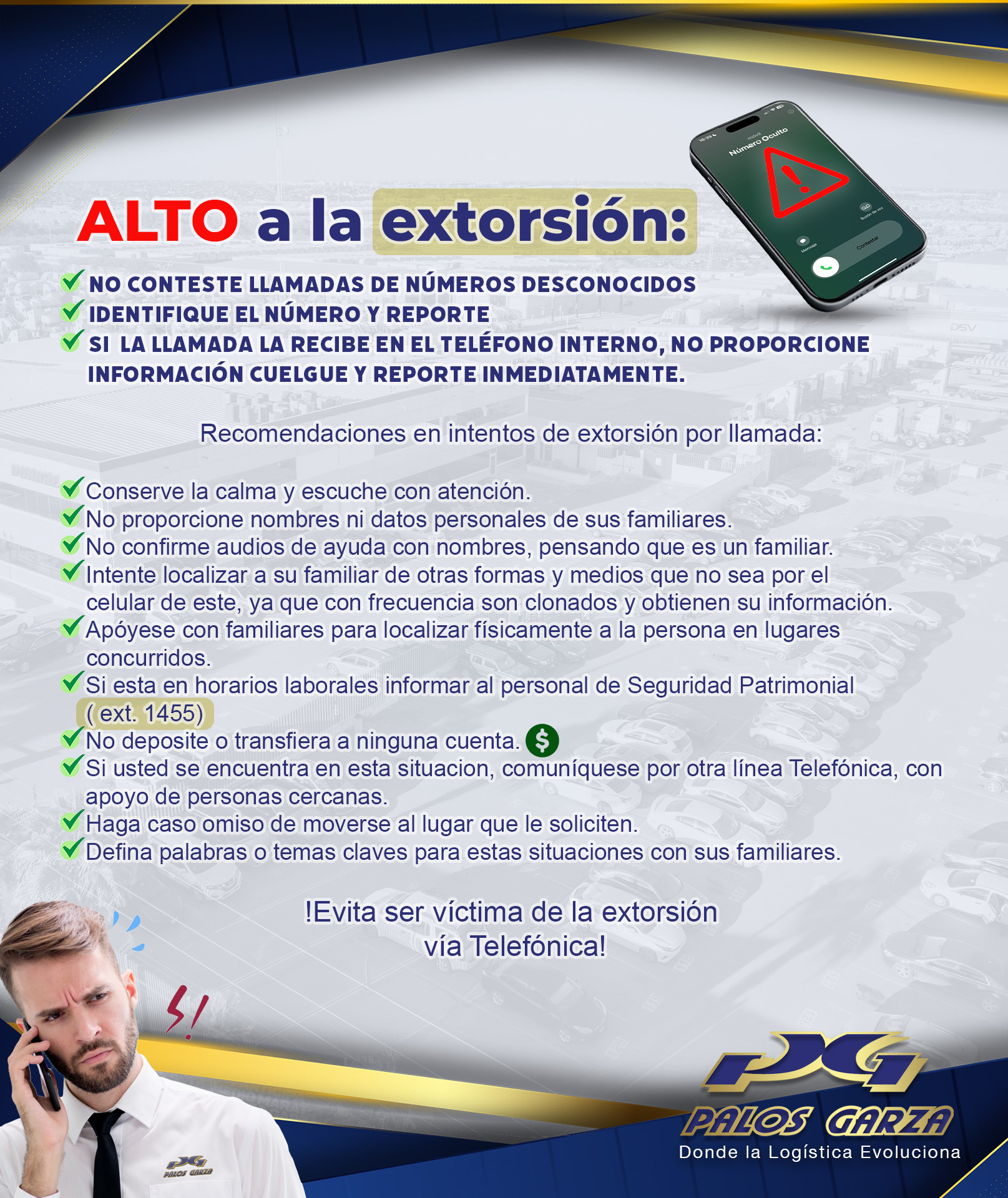 Aviso Interno- Alto a la Extorsión. 